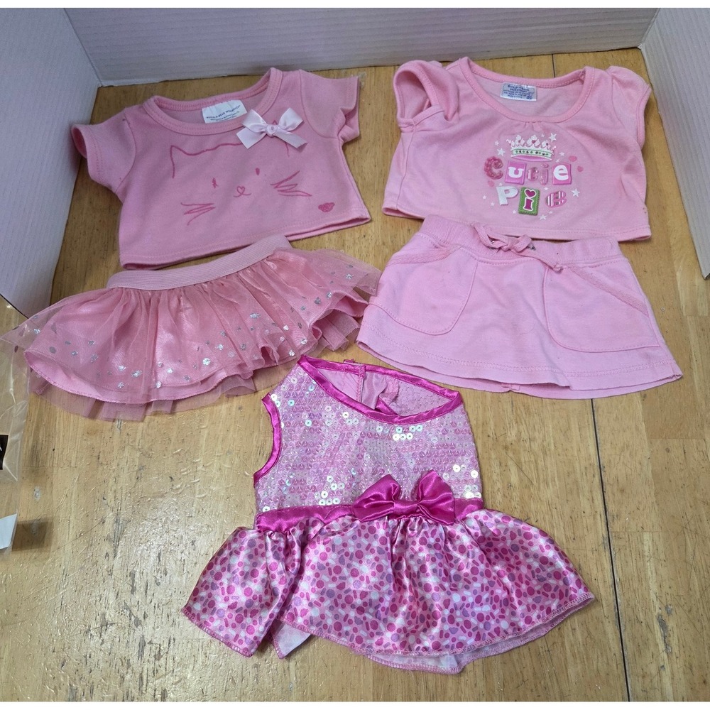 Build A Bear Clothing Lot 5 pc Outfit Pink Dress Skirts Shirts
